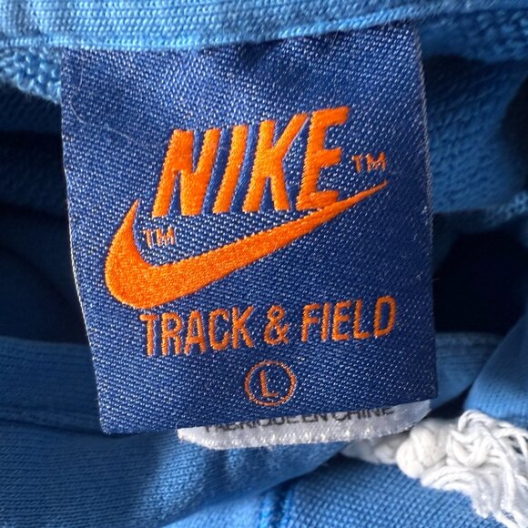 Nike Track & Field 1-77 Hoodie Vintage Distressed Blue with Orange Sz Large - Picture 2 of 14